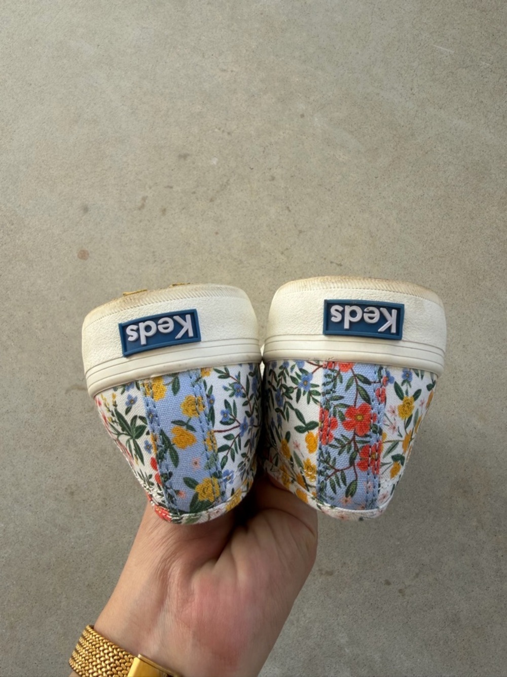 Keds + Rifle Paper Co. Blue White Floral Slip-On Sneaker Shoes Women's Size 10 - Picture 9 of 11
